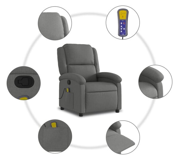 VidaXL sötétszürke szövet masszázsfotel