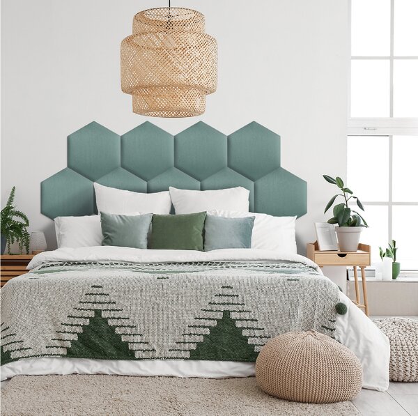 Kárpitozott panel - Hatszög - 30x26cm Szín: Menta