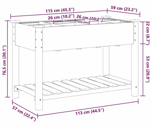 VidaXL Kerti cserép Bézs 115 x 59 x 76,5 cm Szilárd fenyőfa
