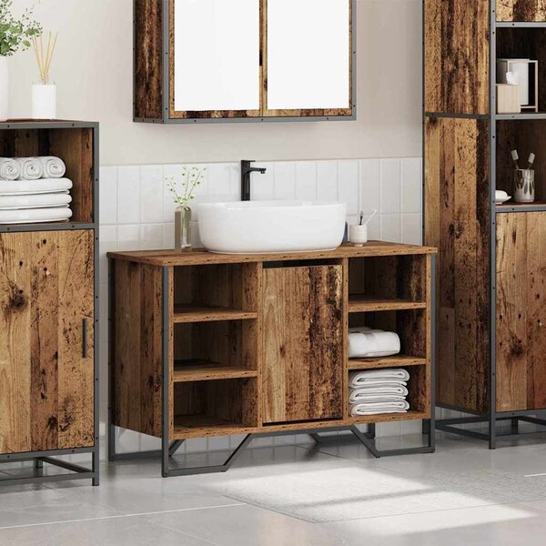 VidaXL Fürdőszobai mosdószekrény Öreg fa 91 x 35 x 60 cm Szerelt fa