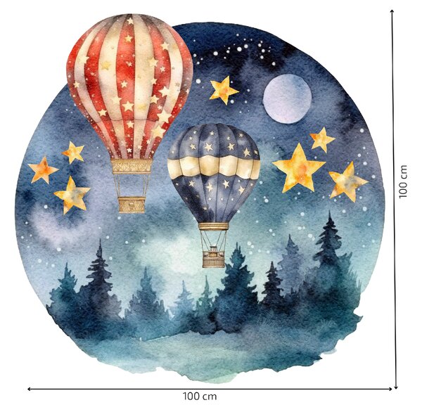 PIPPER. Kör alakú falmatrica "Hőlégballonok az erdő felett" Méret: 60cm