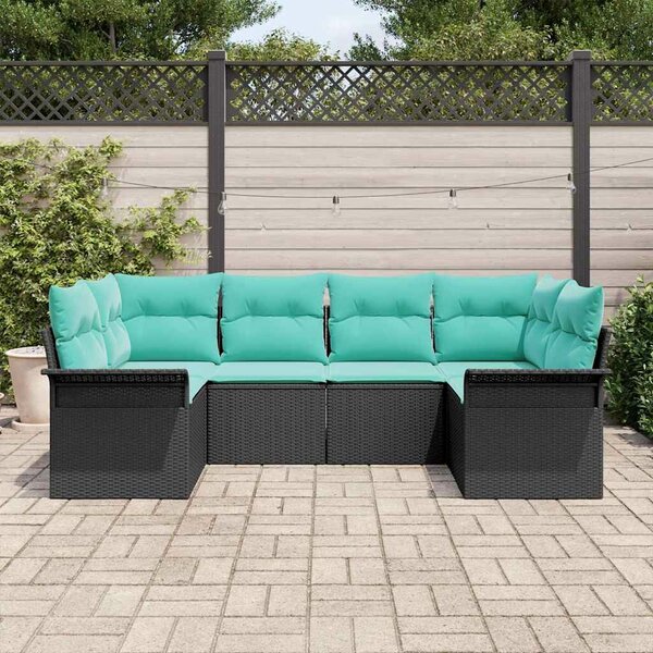 VidaXL Kerti Kanapé Szett párnával 6 pcs Fekete Poli rattan