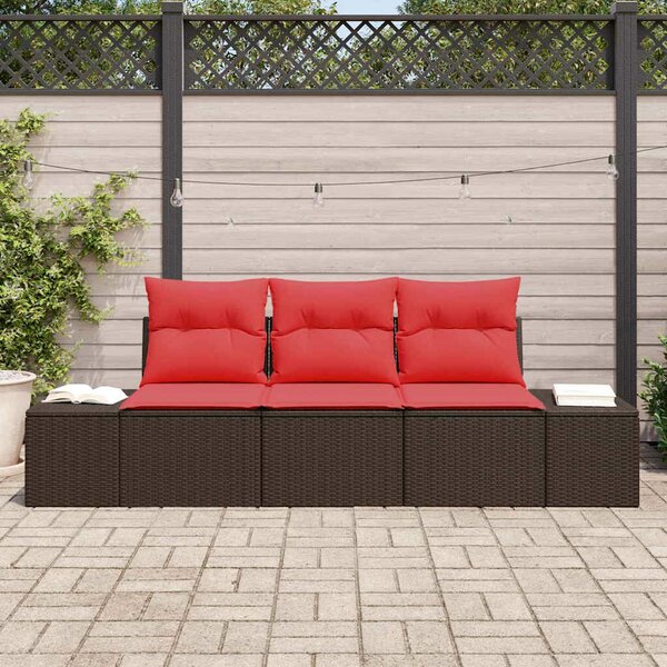 VidaXL Kanapé Szett párnával 3 pcs Barna polirattan