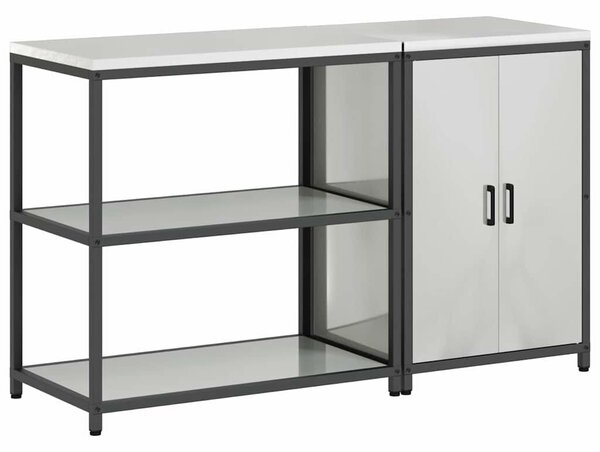 VidaXL Konyhai Tároló Készlet polcokkal 2 pcs Ezüst Horganyzott acél