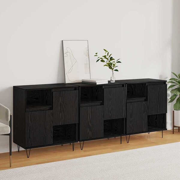 VidaXL Oldalszekrények 3 pcs Musta tammi 180 x 35 x 70 cm Faanyag