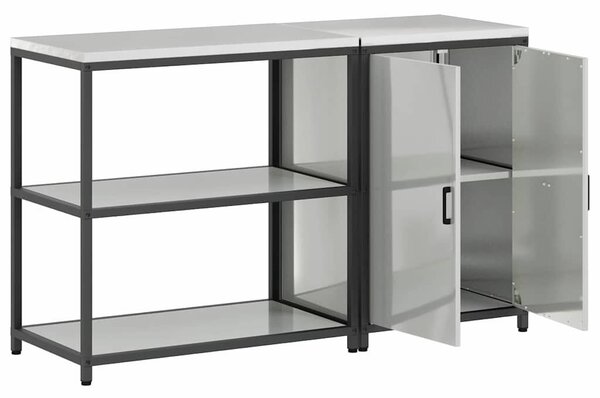 VidaXL Konyhai Tároló Készlet polcokkal 2 pcs Ezüst Horganyzott acél
