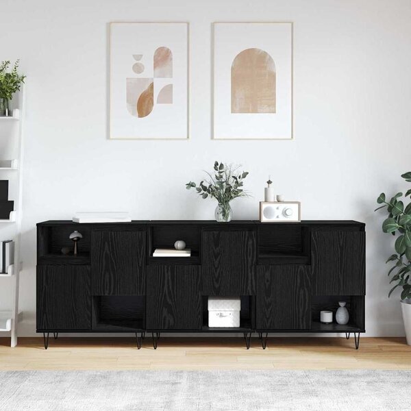 VidaXL Oldalszekrények 3 pcs Musta tammi 180 x 35 x 70 cm Faanyag