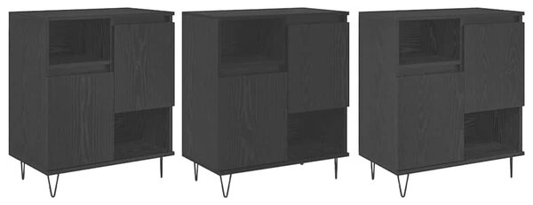 VidaXL Oldalszekrények 3 pcs Musta tammi 180 x 35 x 70 cm Faanyag