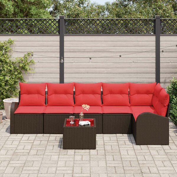 VidaXL Kerti Kanapé Szett 7 pcs Barna polirattan