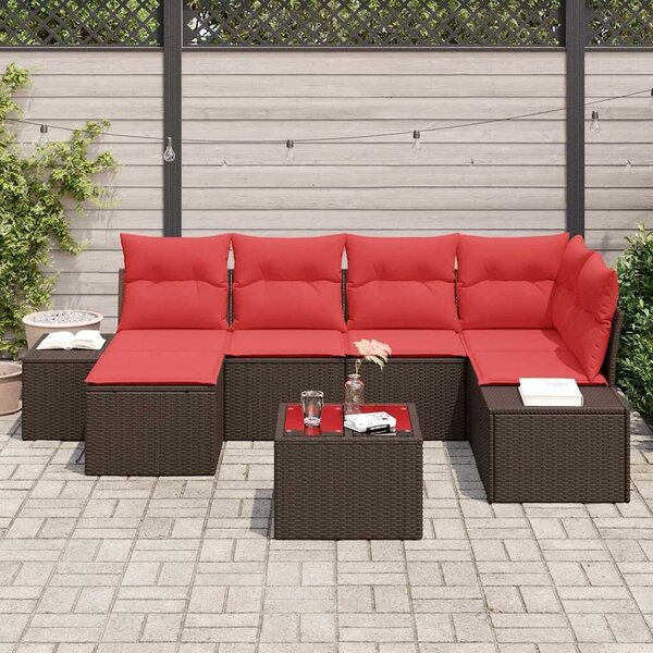 VidaXL Kerti Kanapé Szett párnával 7 pcs Barna polirattan