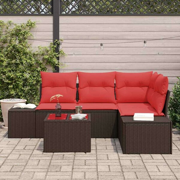 VidaXL Kerti Kanapé Szett párnával 5 pcs Barna polirattan