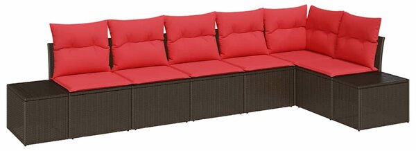 VidaXL Kerti Kanapé Szett párnával 6 pcs Barna polirattan