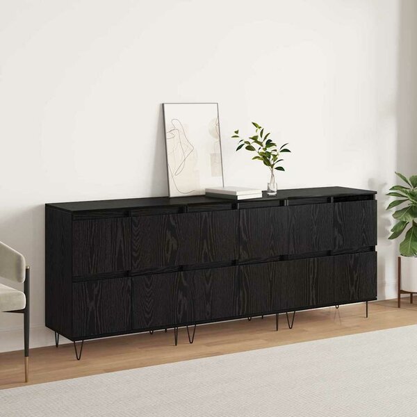 VidaXL Oldalszekrények 3 pcs Musta tammi 180 x 35 x 70 cm Faanyag
