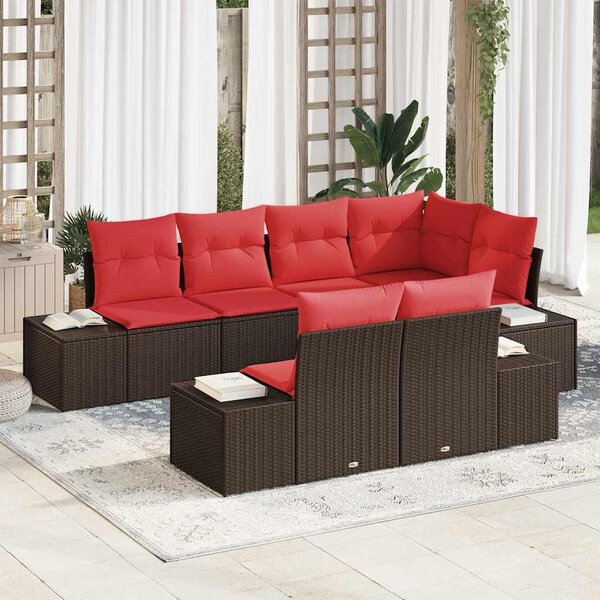 VidaXL Kerti Kanapé Szett párnával 7 pcs Barna polirattan