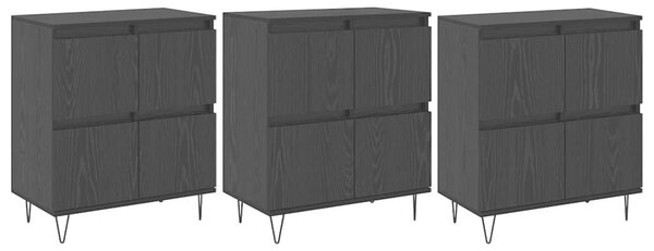 VidaXL Oldalszekrények 3 pcs Musta tammi 180 x 35 x 70 cm Faanyag