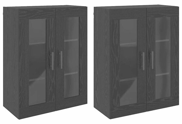 VidaXL Fali Szekrények 2 db Musta tammi 69,5 x 34 x 90 cm Szerelt Fa