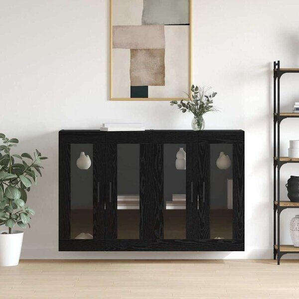 VidaXL Fali Szekrények 2 db Musta tammi 69,5 x 34 x 90 cm Szerelt Fa
