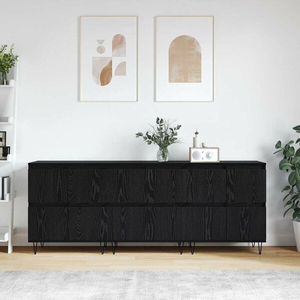 VidaXL Oldalszekrények 3 pcs Musta tammi 180 x 35 x 70 cm Faanyag