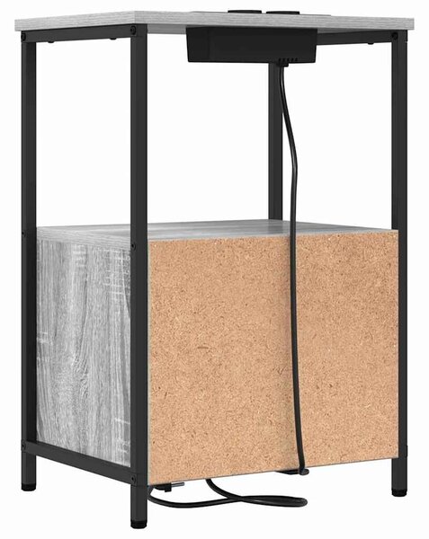 VidaXL Éjjeliszekrény Töltőállomással 2 pcs Szürke sonoma Faanyag