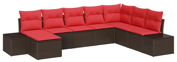 VidaXL Kerti Kanapé Szett párnával 8 pcs Barna polirattan