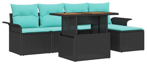 VidaXL Kerti Kanapé Szett párnával tárolóval 6 pcs Fekete és kék
