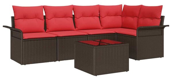 VidaXL Kerti Kanapé Szett tárolóval 6 pcs Barna polirattan