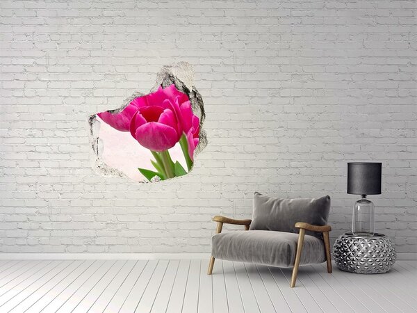 3d fali matrica lyuk a falban Rózsaszín tulipánok