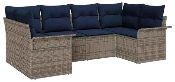 VidaXL Kerti Kanapé Szett párnával 6 pcs Szürke polirattan