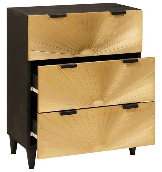 VidaXL Széf Fekete és Arany 60 x 33 x 75 cm Tömör Mangófát