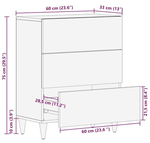 VidaXL Széf Fekete és Arany 60 x 33 x 75 cm Tömör Mangófát