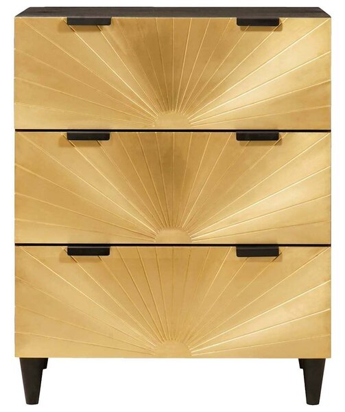 VidaXL Széf Fekete és Arany 60 x 33 x 75 cm Tömör Mangófát