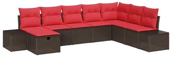 VidaXL Kerti Kanapé Szett párnával 8 pcs Barna polirattan