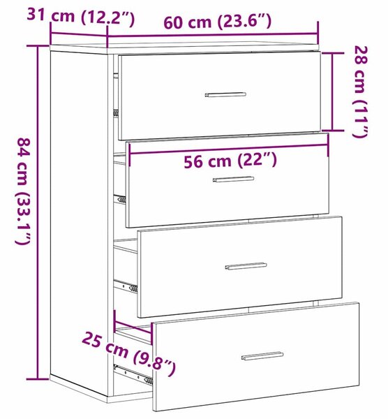 VidaXL Széf Artisan tölgy 60 x 39 x 80 cm Szerelt Fa