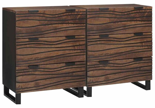 VidaXL Oldalszekrények 2 pcs Barna 60 x 33.5 x 75 cm tömör mangófa