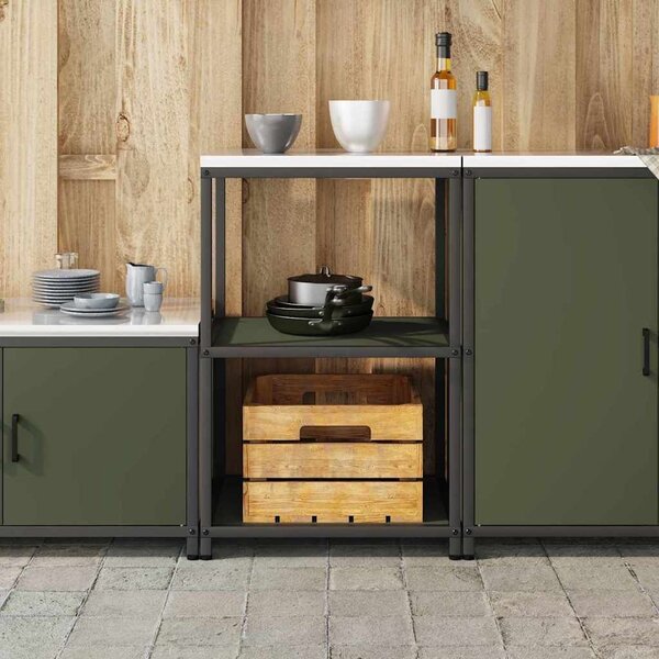 VidaXL Konyhai polcrendszer HATTEM Olajzöld 60 x 50 x 92 cm Acél