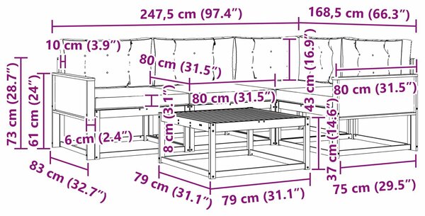 VidaXL Kültéri kanapé szett 5 pcs Természetes és Világosszürke