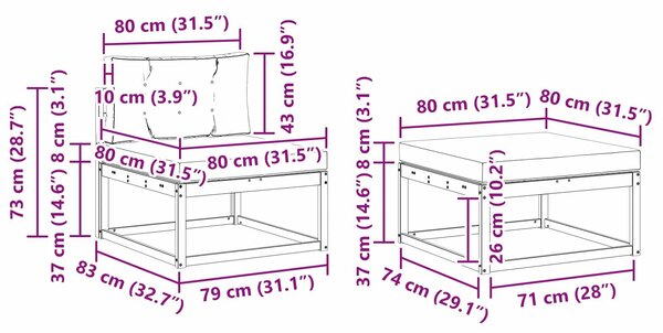VidaXL Kültéri kanapé szett párnával 4 pcs Természetes és krémszínű
