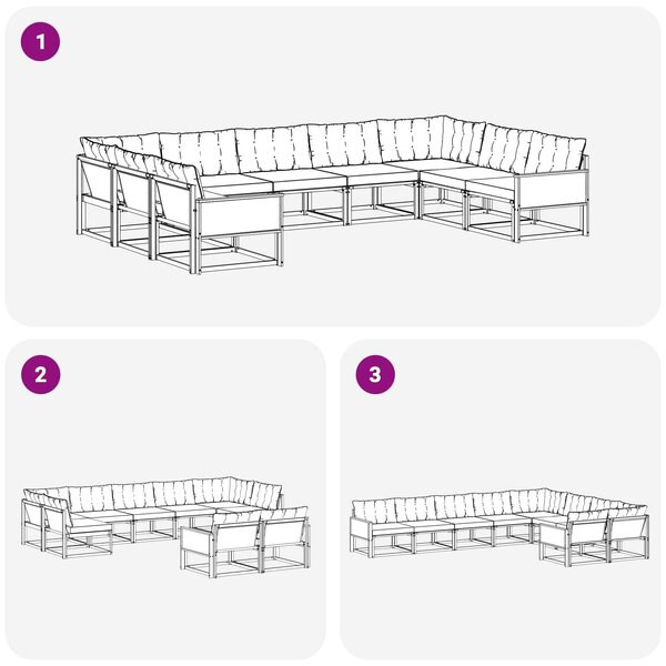 VidaXL Kültéri kanapé szett párnával 9 pcs Természetes és Fekete