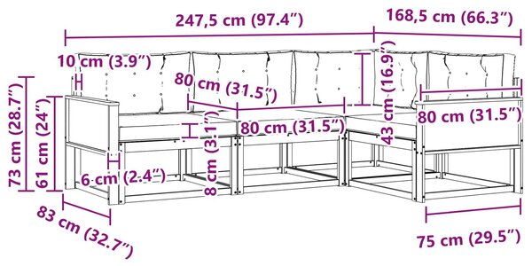VidaXL Kültéri kanapé szett párnával 4 pcs Természetes és bézs