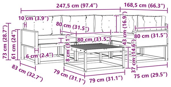 VidaXL Kültéri kanapé szett 5 pcs Természetes és krémszínű