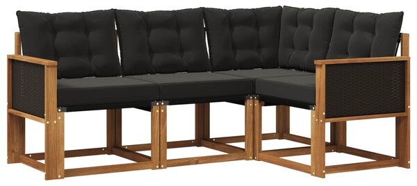 VidaXL Kültéri kanapé szett párnával 4 pcs Természetes és Fekete