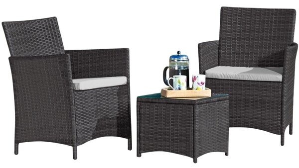 Avenberg Veneto rattan szett, fekete/szürke