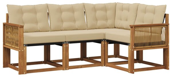 VidaXL Kültéri kanapé szett párnával 4 pcs Természetes és bézs