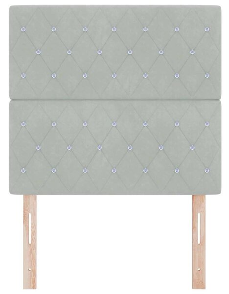 VidaXL LED ágytámla LED szalagokkal Világosszürke 100 cm Bársony