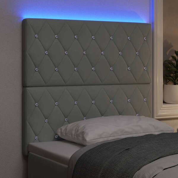 VidaXL LED ágytámla LED szalagokkal Világosszürke 100 cm Bársony