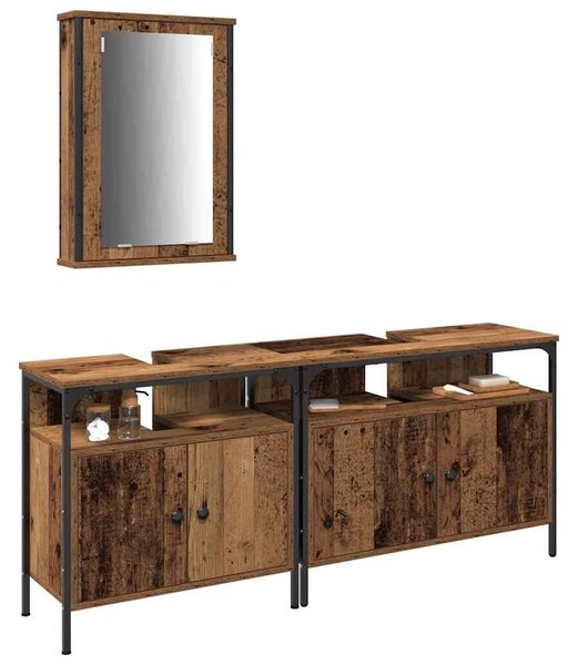 VidaXL Fürdőszobai Mosdószekrények 3 db Barna 80 x 30 x 60 cm