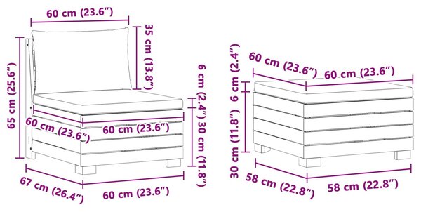 VidaXL Kerti lounge szett párnával 2 Darab Barna Tömör Akácfa