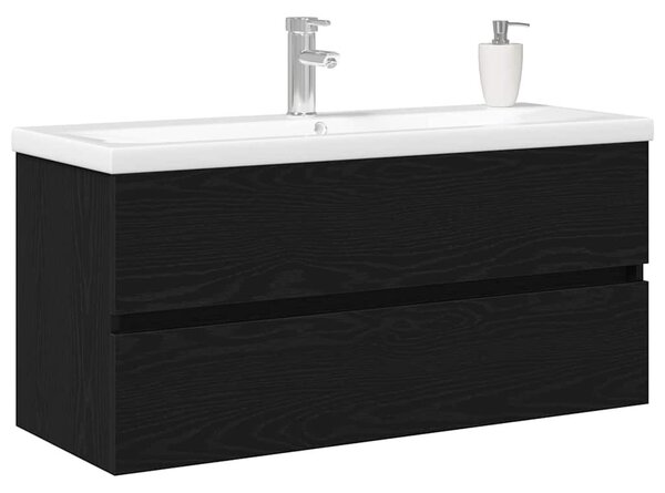 VidaXL Fürdőszobai mosdószekrény Fekete tölgy 100 x 39 x 62 cm
