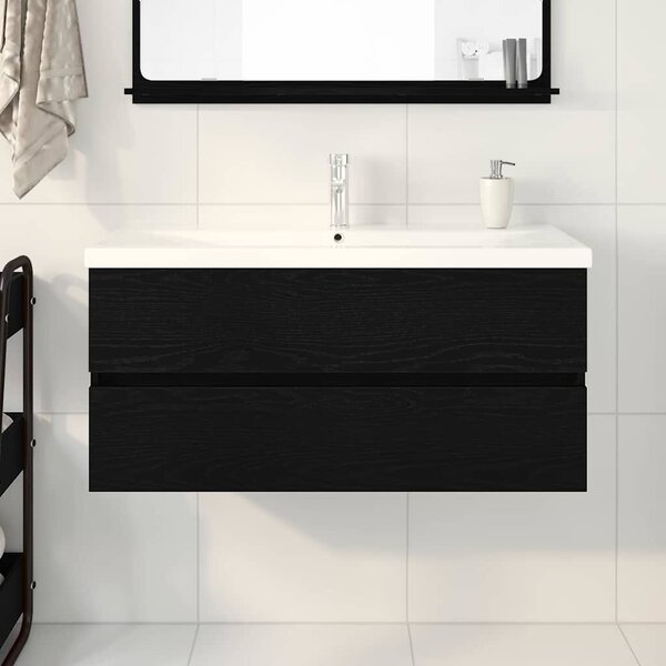 VidaXL Fürdőszobai mosdószekrény Fekete tölgy 100 x 39 x 62 cm