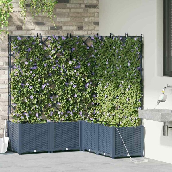 VidaXL Kerti cserép 5 db Szürke 120 x 120 x 142 cm PP
